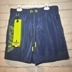 bain de mer Men's Swim Shorts Limited Edition Skull Navy Medium NWT